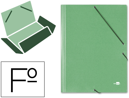 Carpeta de gomas Liderpapel Folio 3 solapas cartón verde